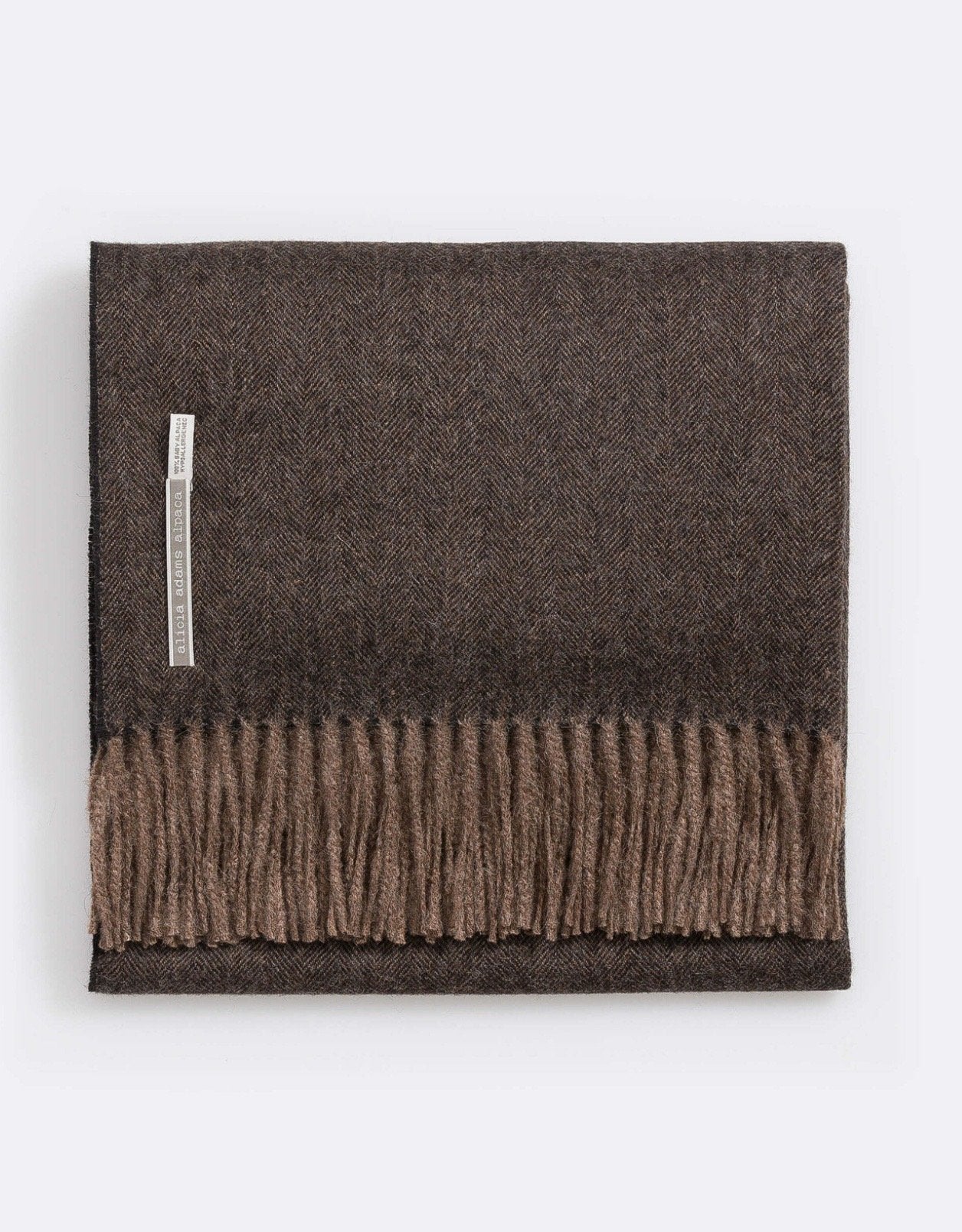 Alicia Adams Alpaca Classic Throw in Herringbone Fudge