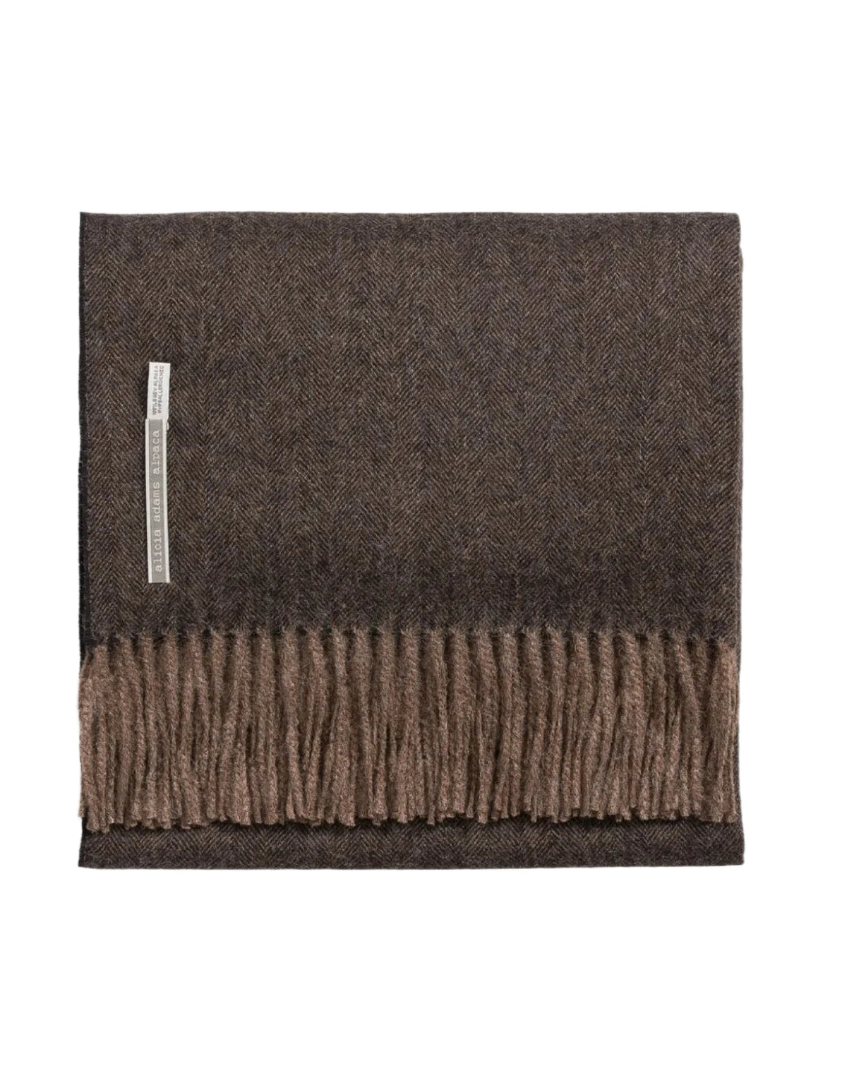 Alicia Adams Alpaca Throw in Fudge Herringbone