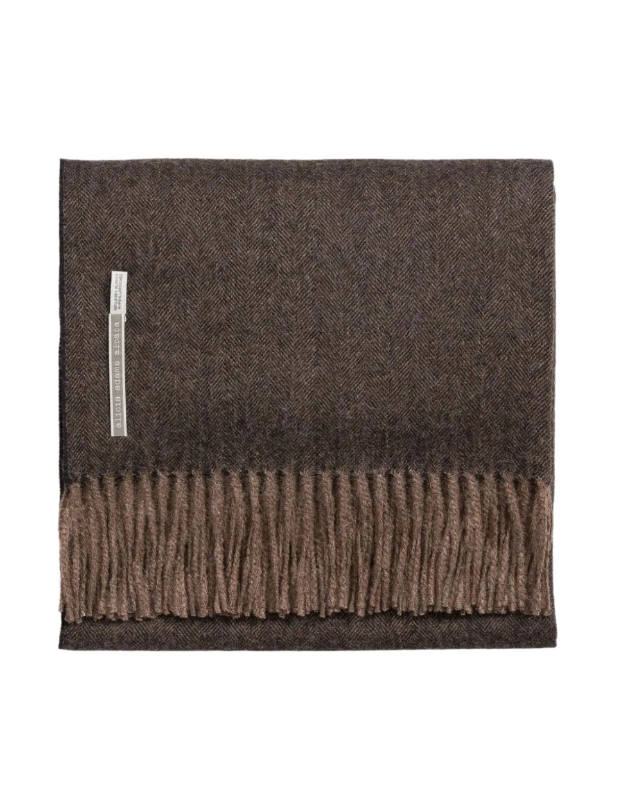 Alicia Adams Alpaca Throw in Fudge Herringbone