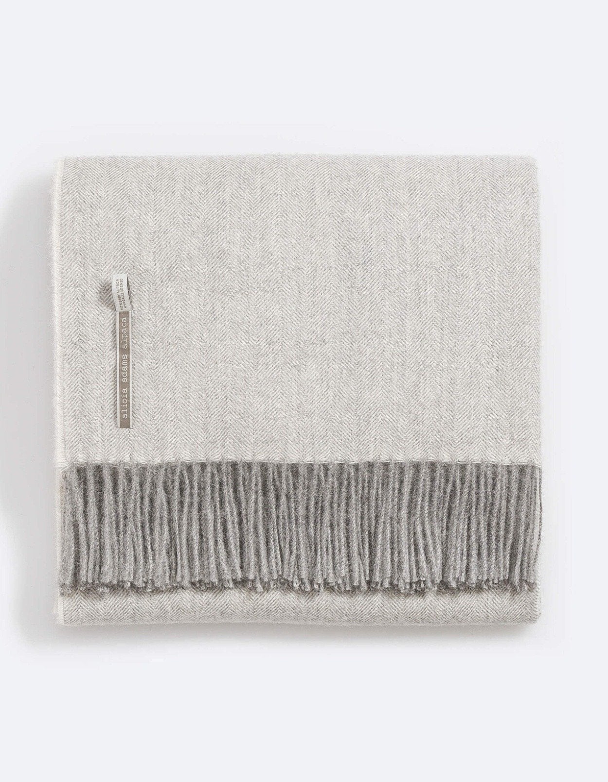 Alicia Adams Alpaca Classic Throw in Herringbone Pearl Grey