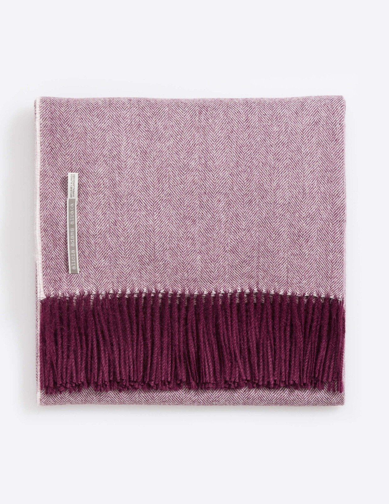 Alicia Adams Alpaca Classic Throw in Herringbone Plum Wine