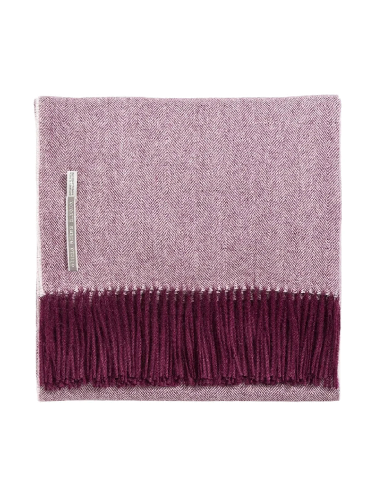 Alicia Adams Alpaca Throw in Plum Wine Herringbone