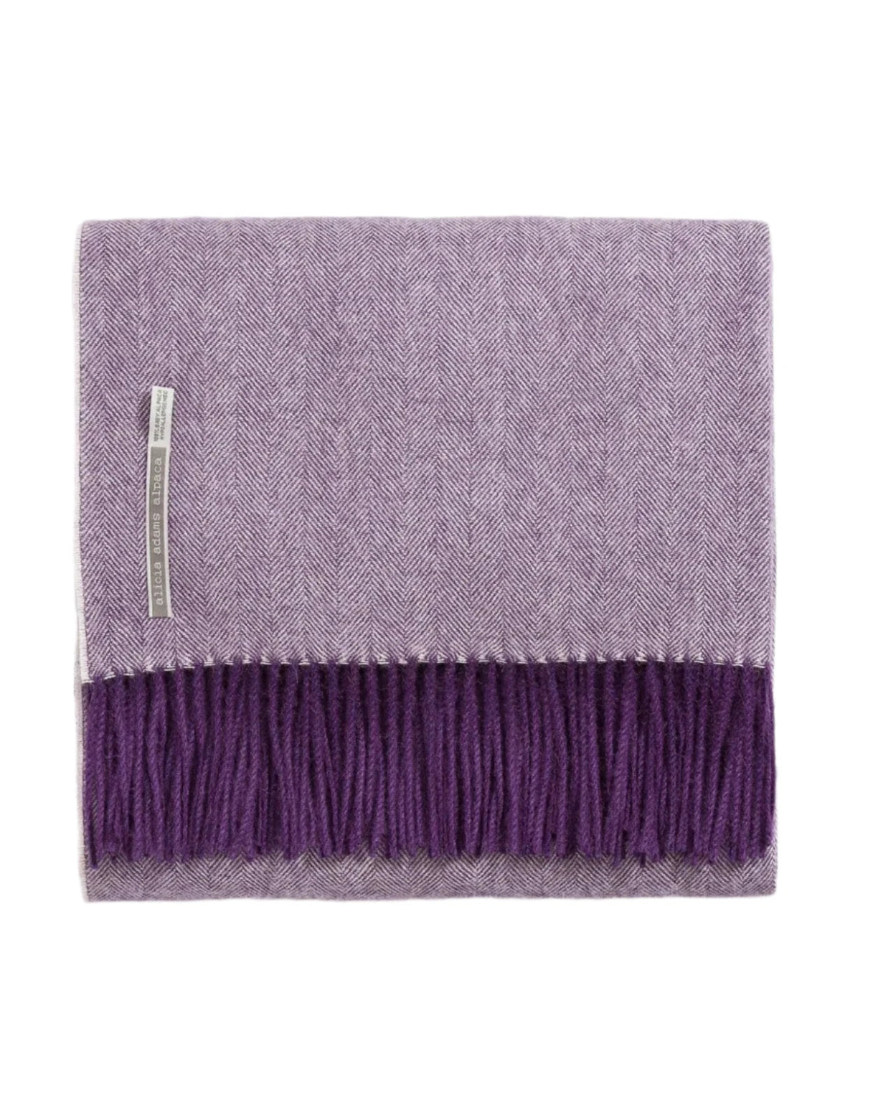 Alicia Adams Alpaca Throw in Royal Grape Herringbone