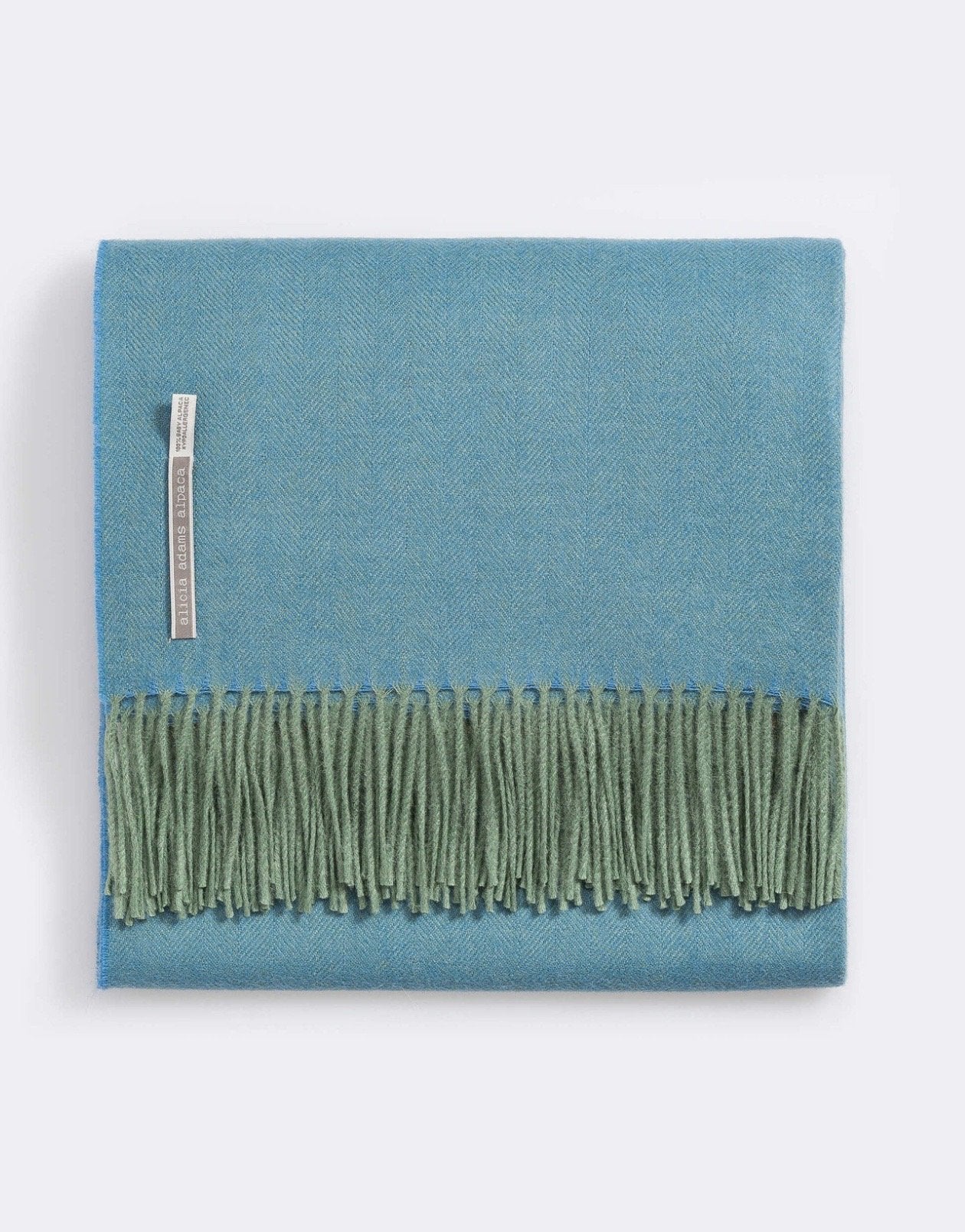 Alicia Adams Alpaca Classic Throw in Herringbone Turquoise