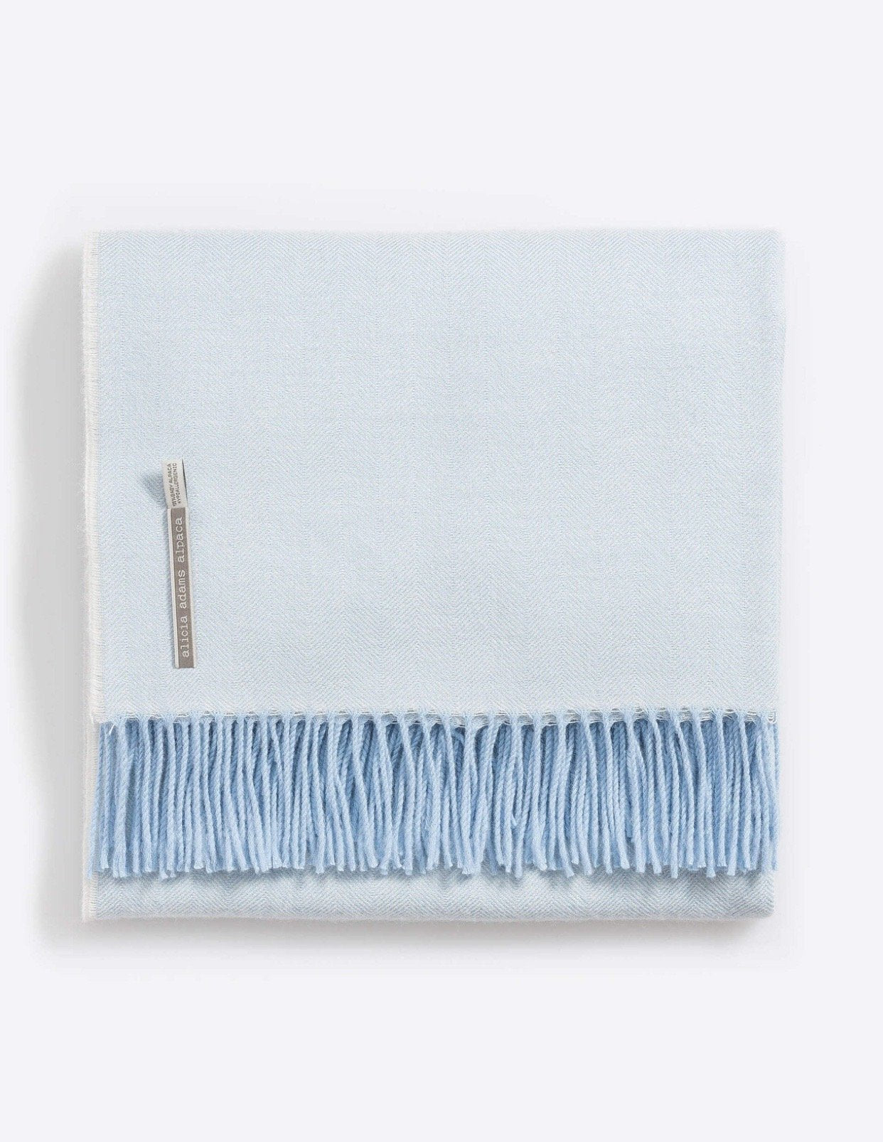 Alicia Adams Alpaca Classic Throw in Herringbone Ice Blue
