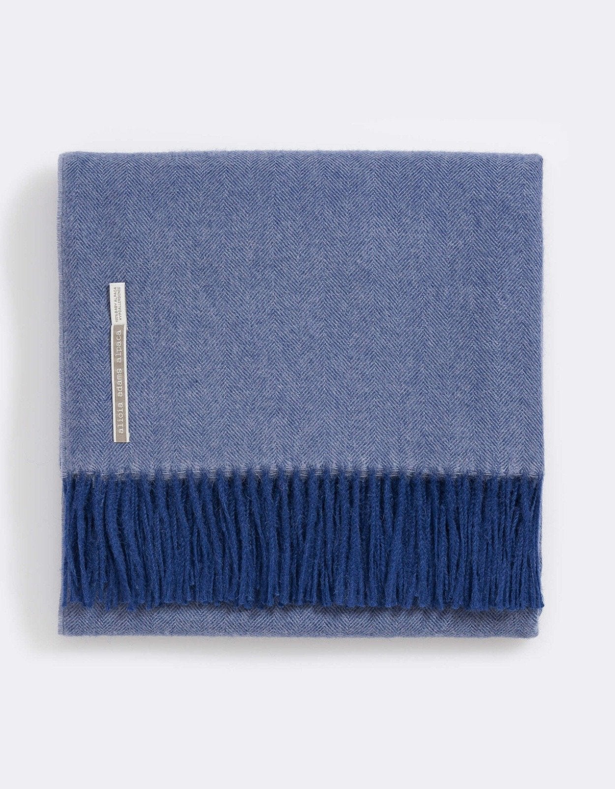 Alicia Adams Alpaca Classic Throw in Herringbone Indigo
