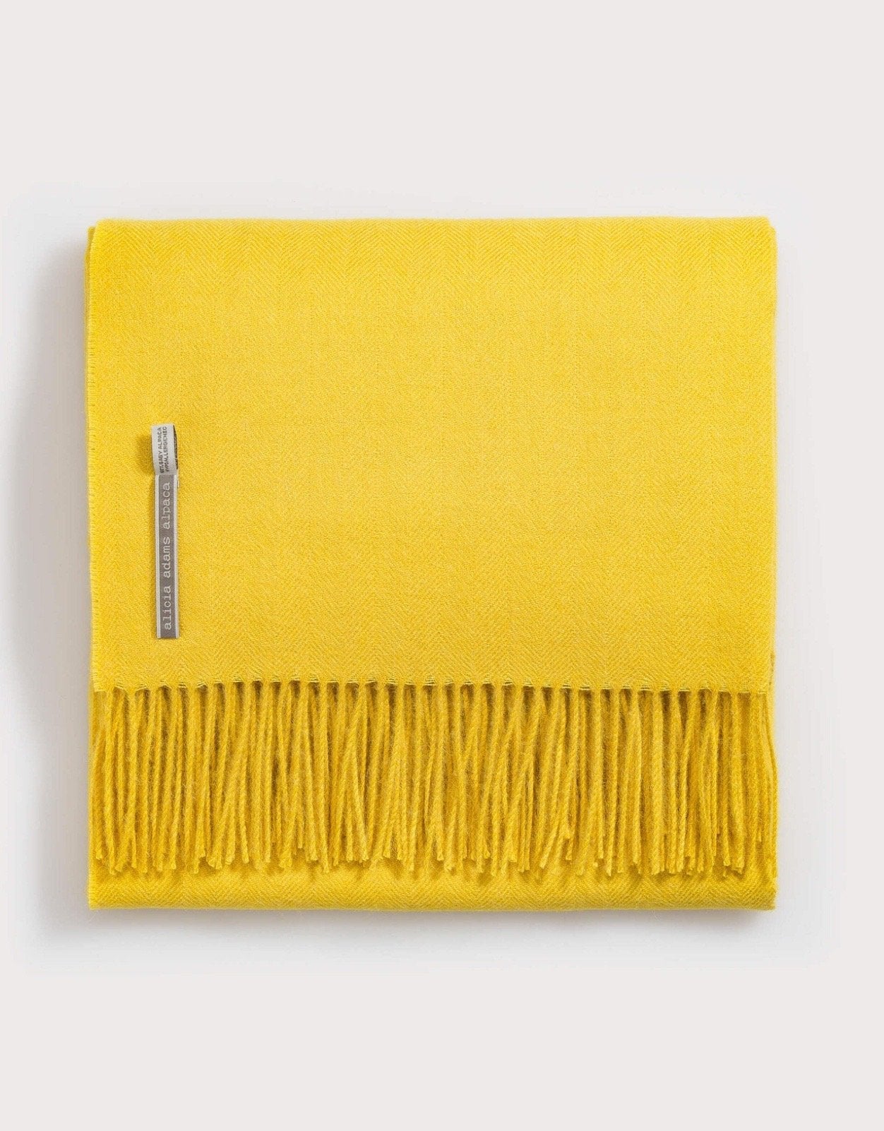 Alicia Adams Alpaca Classic Throw in Herringbone Lemon