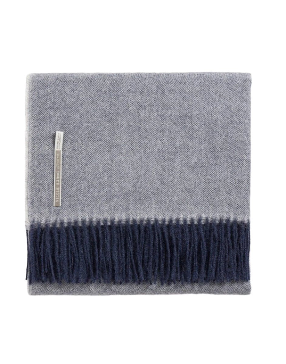 Alicia Adams Alpaca Throw in Midnight Herringbone Luxury Throws FIG