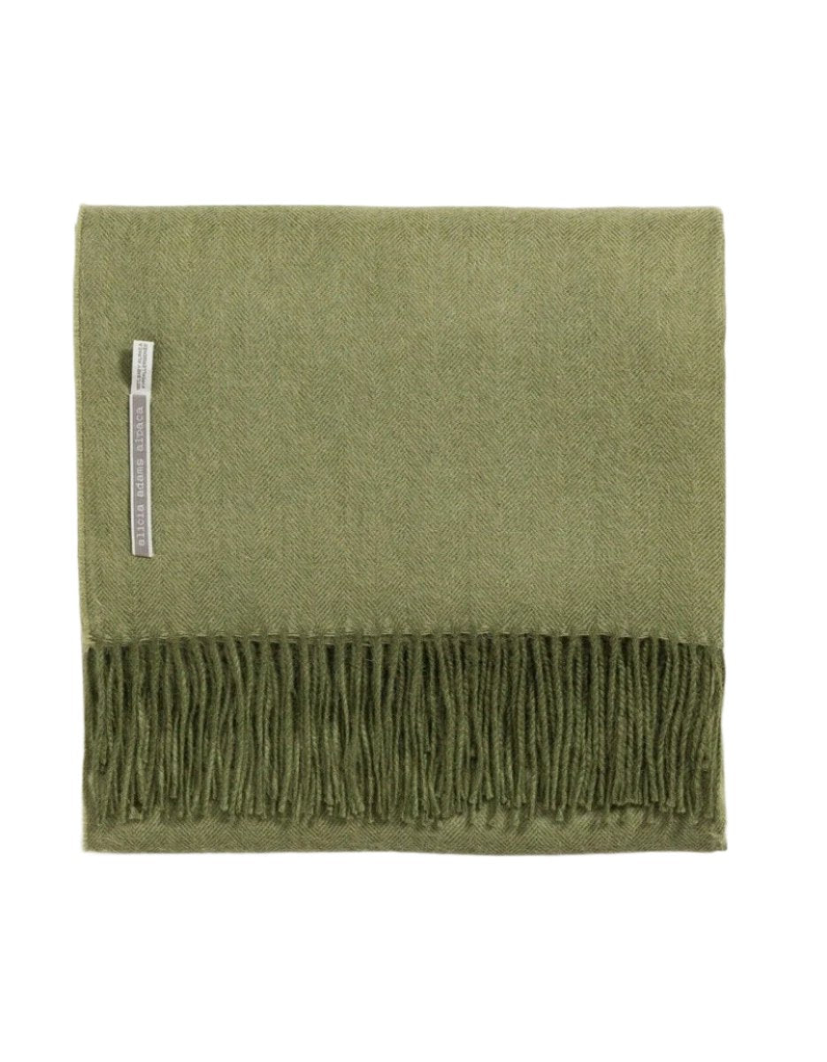 Alicia Adams Alpaca Throw in Racing Green Herringbone