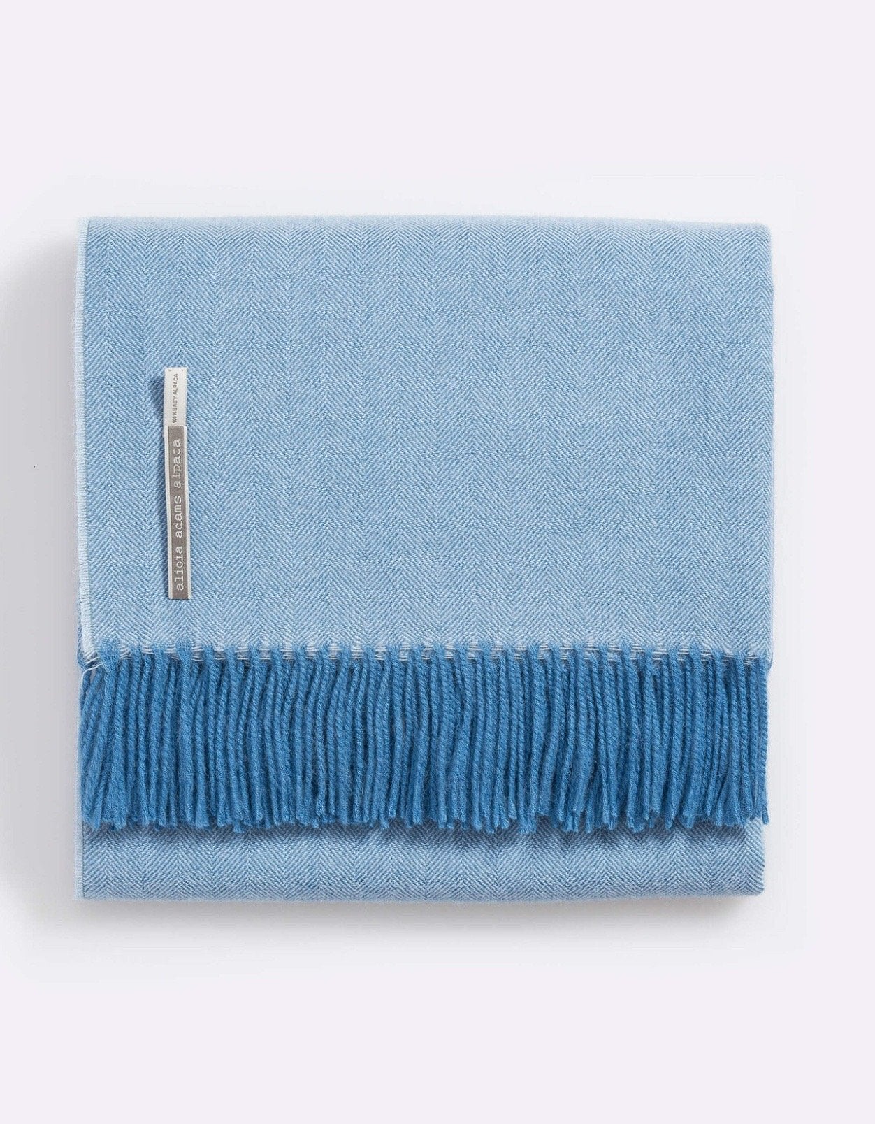 Alicia Adams Alpaca Classic Throw in Herringbone Sky Blue
