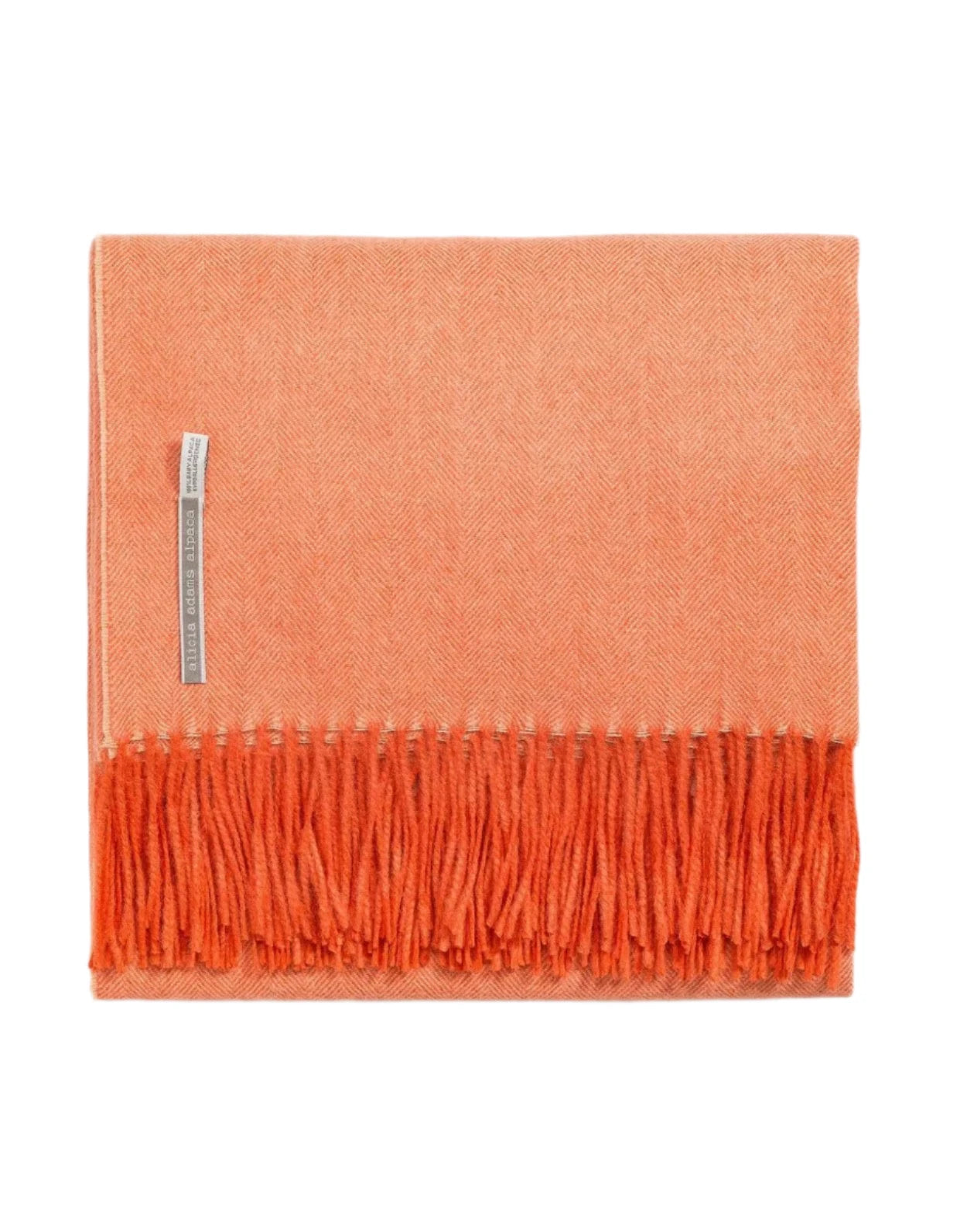 Alicia Adams Alpaca Throw in Spicy Pumpkin Herringbone