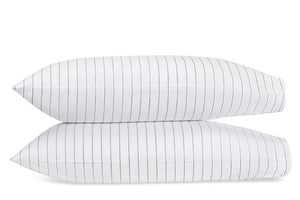 Matouk Amalfi Charcoal Pillowcases | Striped Bedding at Fig Linens and Home