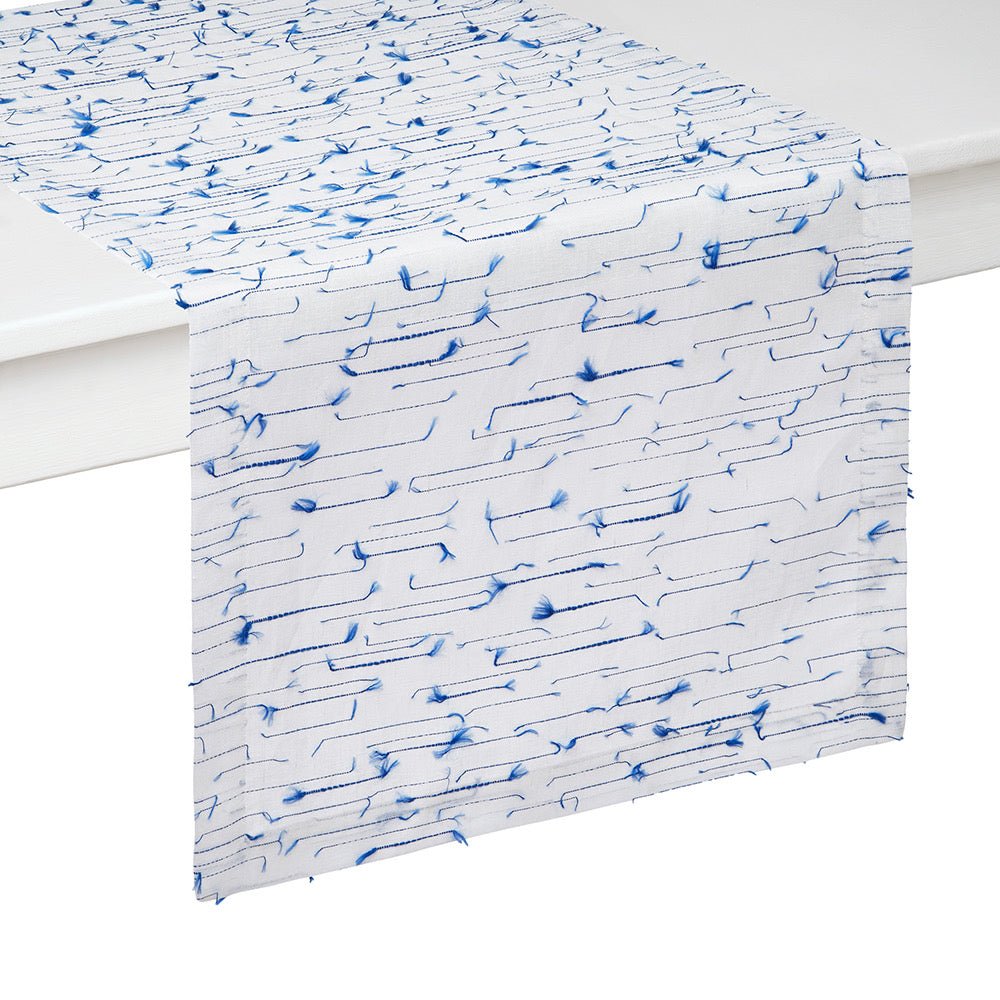 Runner 16x108 - Amalfi Blue and White Table Linens - Mode Living at Fig Linens and Home