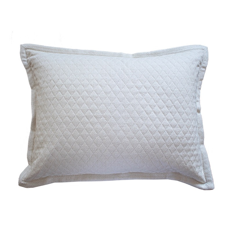 Ann Gish Ivory Pillow Sham - Basketweave Quilted Silk - Fig Linens and Home