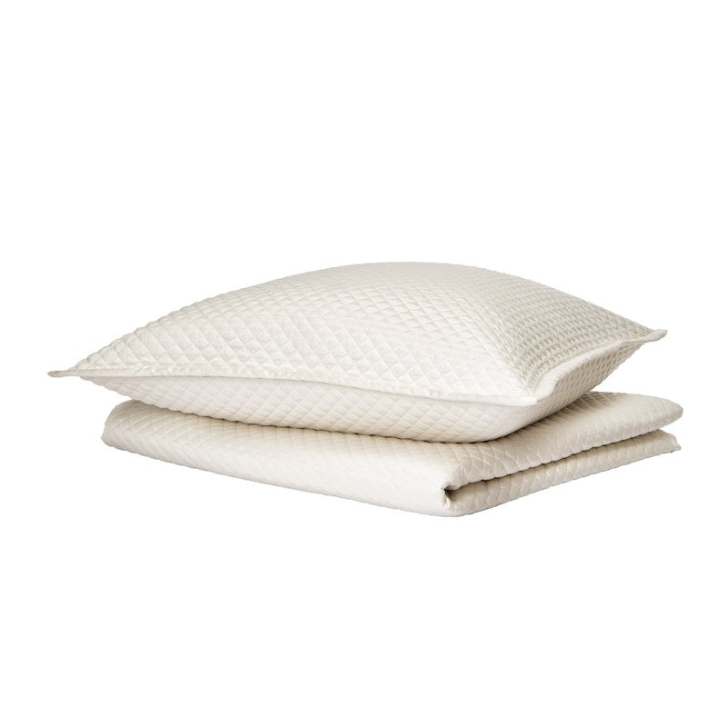 Bedding - Ann Gish Single Diamond Coverlet Set in Ivory - Fig Linens and Home