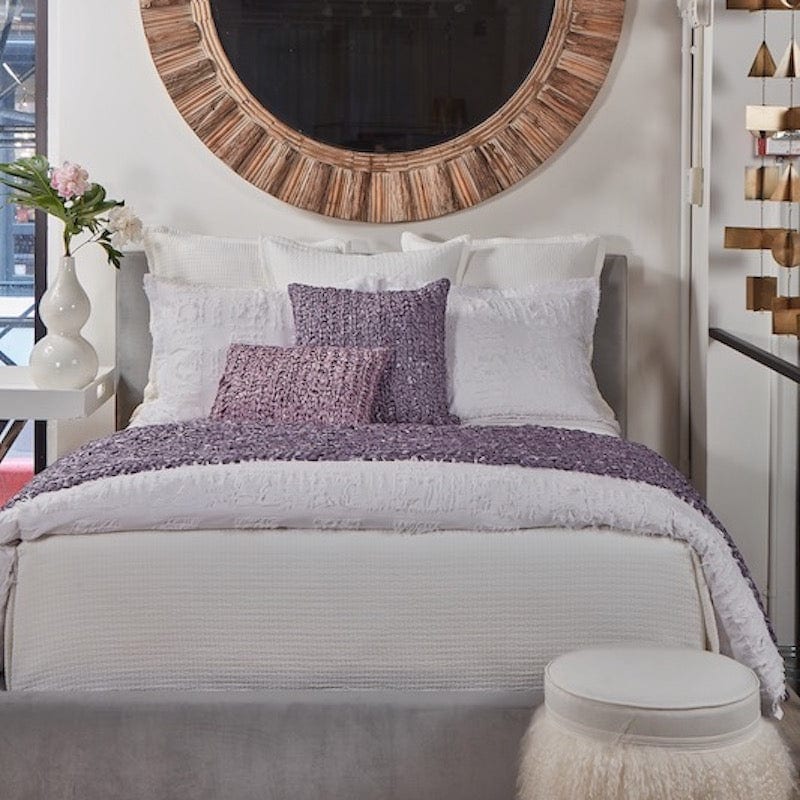 Lilac Ribbon Knit Throw by Ann Gish - Shown with Pillows - Fig Linens and Home