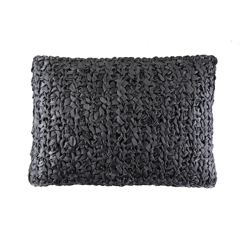 Charcoal Ribbon Knit Lumbar Pillows by Ann Gish - Fig Linens and Home