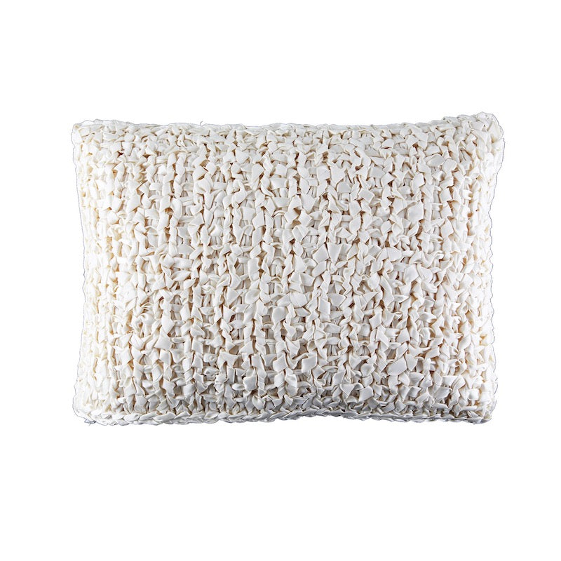 Cream Ribbon Knit Lumbar Pillows by Ann Gish -  Fig Linens and Home