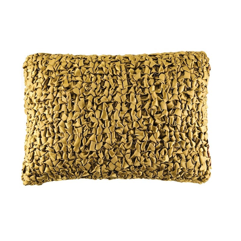 Gold Ribbon Knit Lumbar Pillow by Ann Gish - Fig Linens and Home
