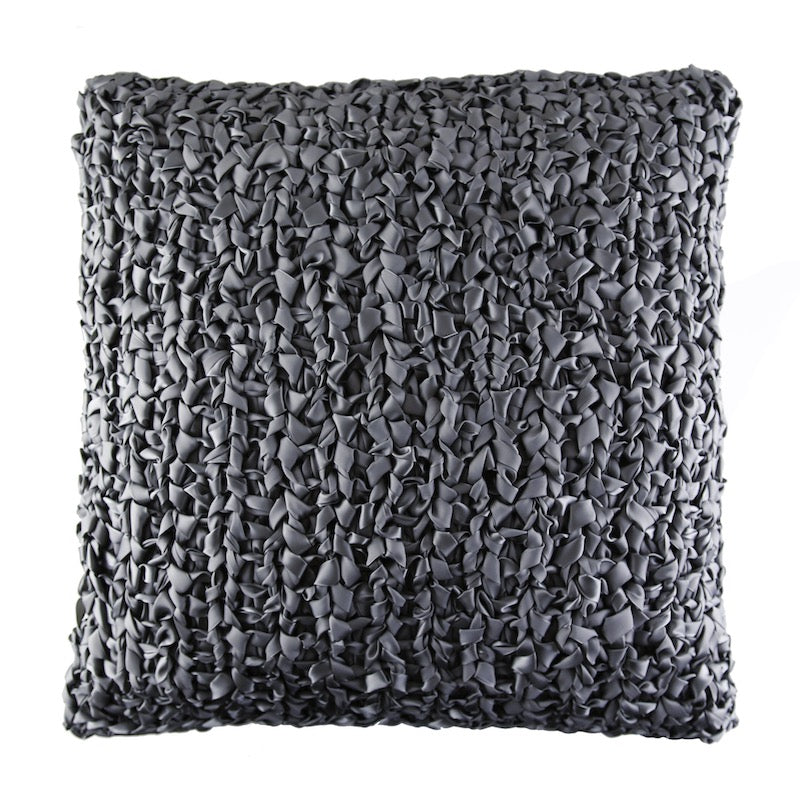 Charcoal Ribbon Knit Square Pillows by Ann Gish - Fig Linens and Home