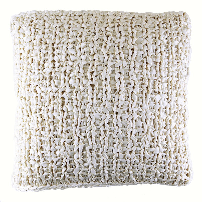 Cream Ribbon Knit Square Pillows by Ann Gish -  Fig Linens and Home