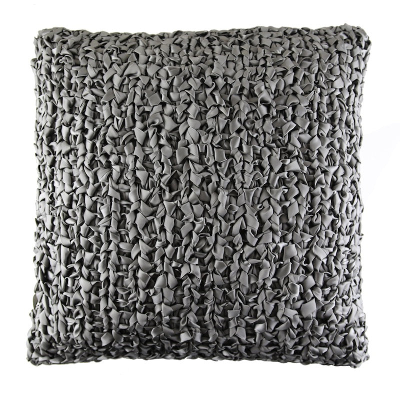 Dark Grey Ribbon Knit Square Pillows by Ann Gish - Fig Linens and Home