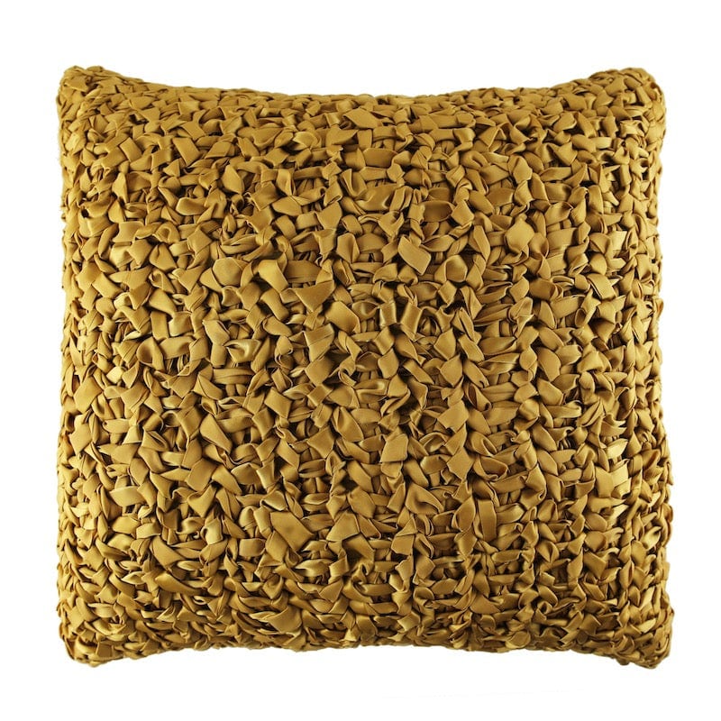 Gold Ribbon Knit Square Pillow by Ann Gish - Fig Linens and Home