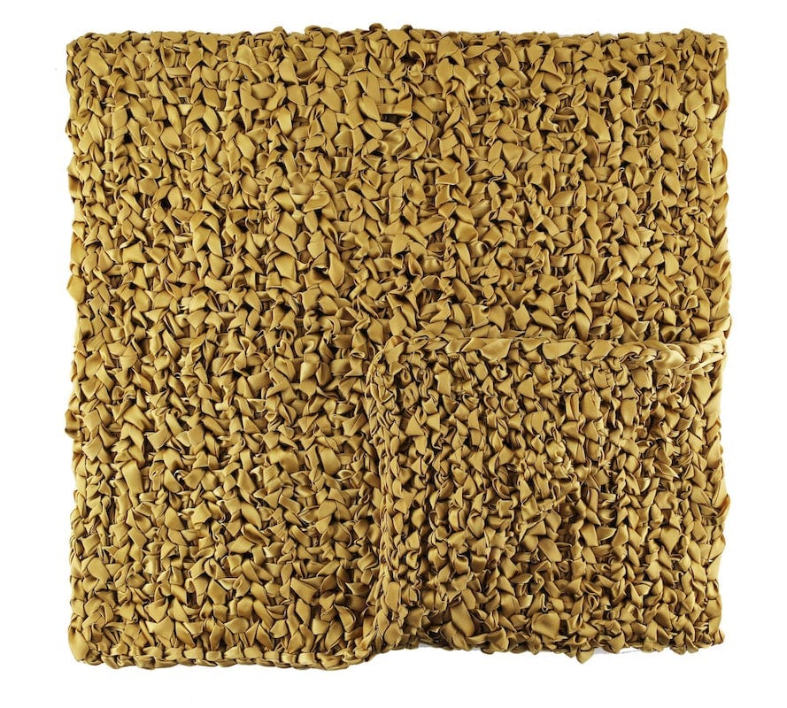 Gold Ribbon Knit Throw Blanket by Ann Gish - Fig Linens and Home