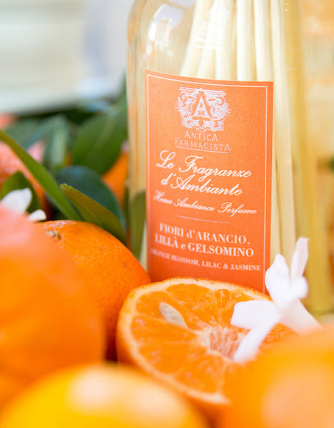 Orange Blossom, Lilac & Jasmine 250ml Diffuser by Antica Farmacista - Shown with Oranges