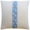 Throw Pillow - Schumacher Ashoka Ivory and Blue Trim on Slubby Linen | Ryan Studio at Fig Linens