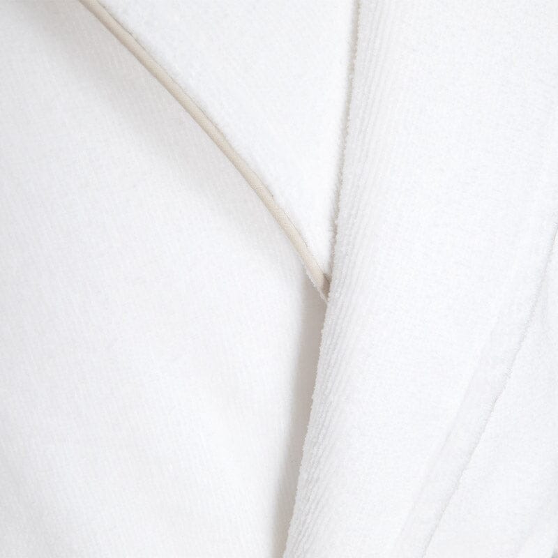 Yves Delorme IDOLE Blanc Pierre White Bathrobe (Unisex) - Close Up - Fig Linens and Home
