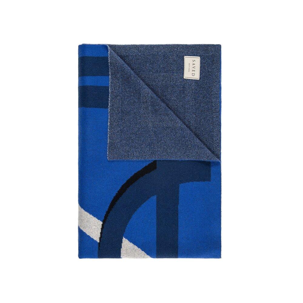 Fig Linens - Binding Royal Blue Cashmere Blankets by Saved NY - Folded