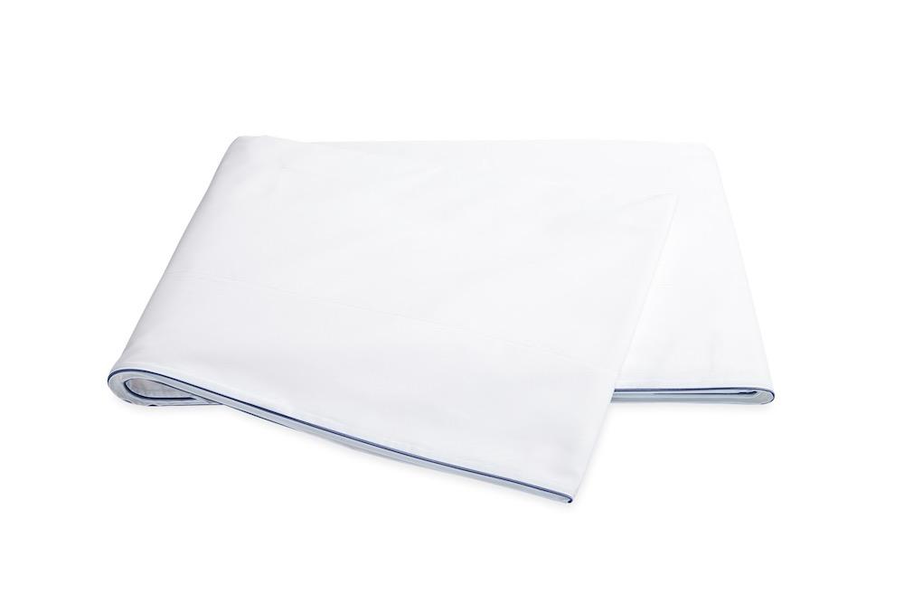 Matouk Bryant Navy Flat Sheet | Bedding at Fig Linens