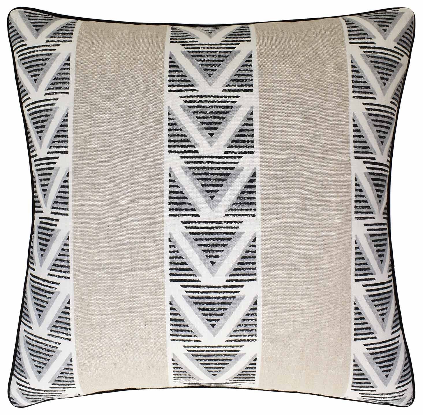Burton Stripe Linen & Black - Ryan Studio Throw Pillow - Thibaut Fabric Decorative Pillow