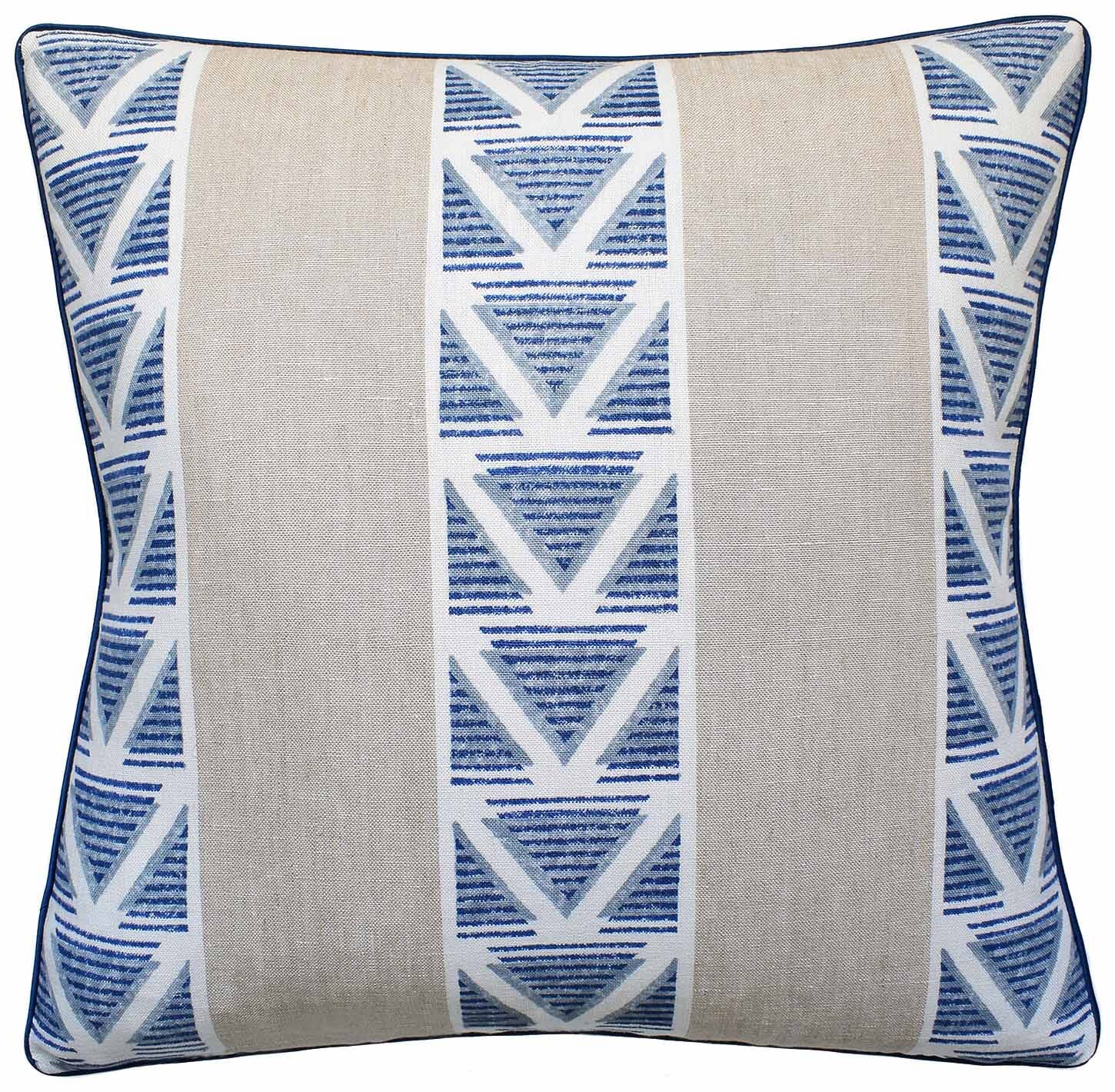 Burton Stripe Linen & Navy - Ryan Studio Throw Pillow - Thibaut Fabrics Decorative Pillow