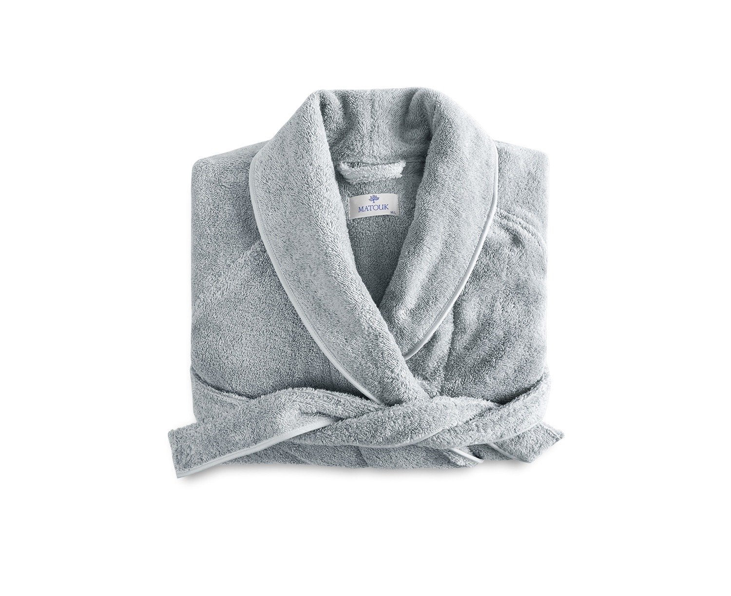 Cairo Robe in White with Azure | Matouk Robes at Fig Linens and Home