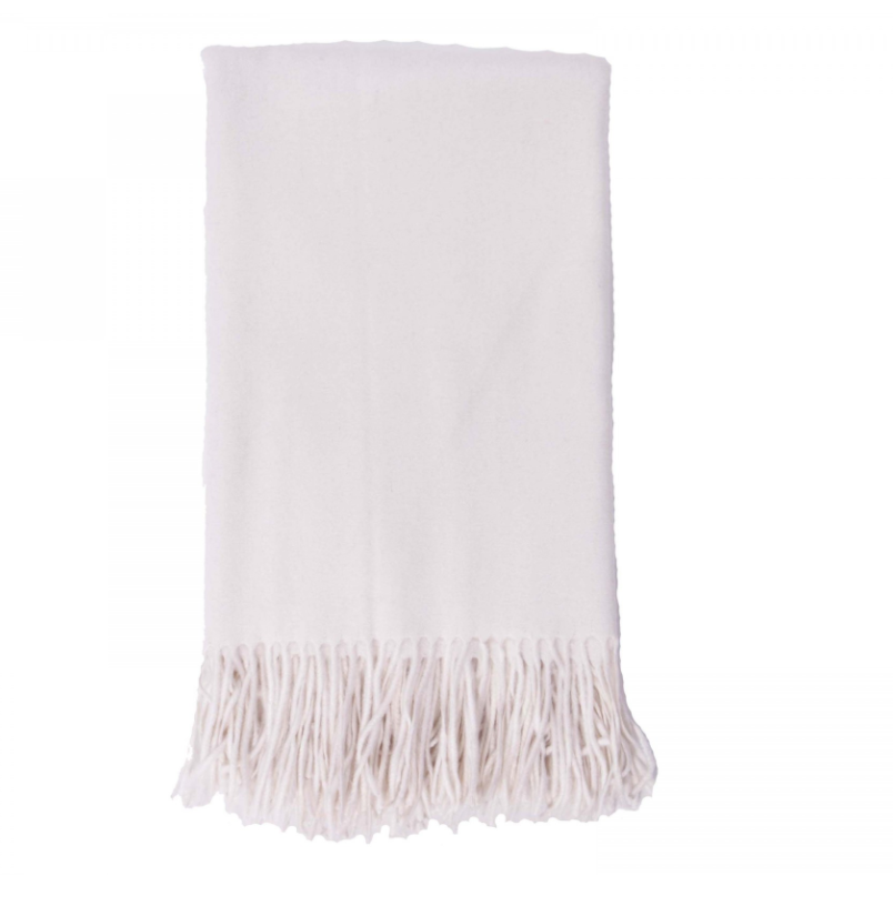 Cashmere Throw in White by Alashan