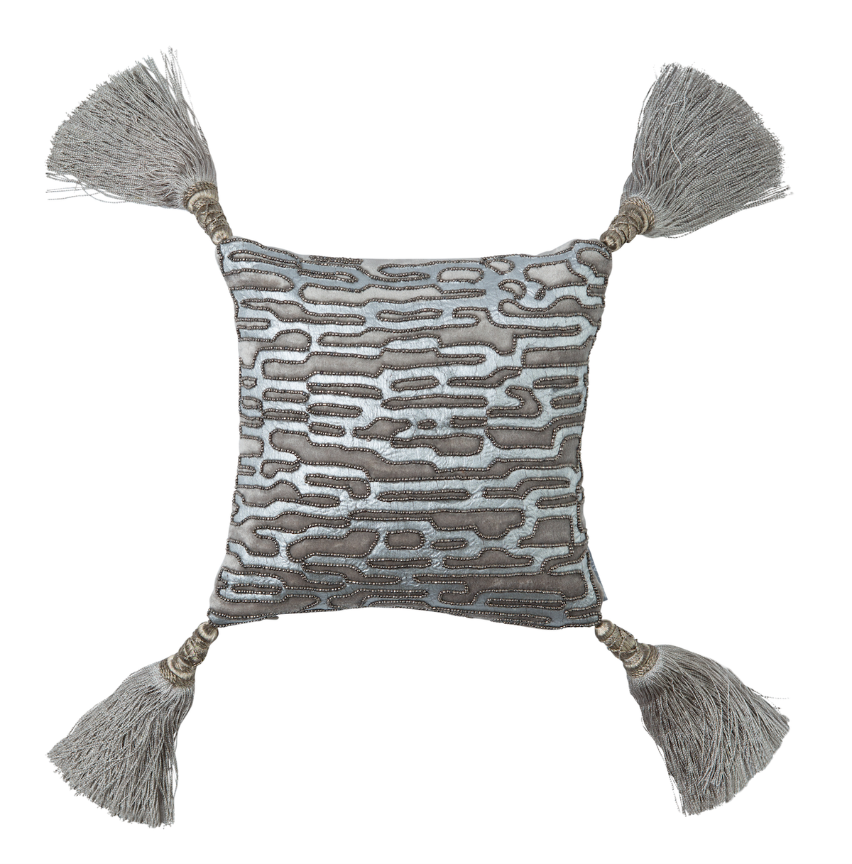 Christian Platinum Velvet with Silver Beads Pillow by Lili Alessandra