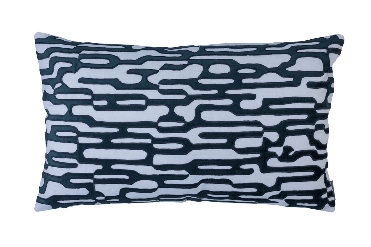 Christian White and Midnight Large Rectangle Pillow by Lili Alessandra