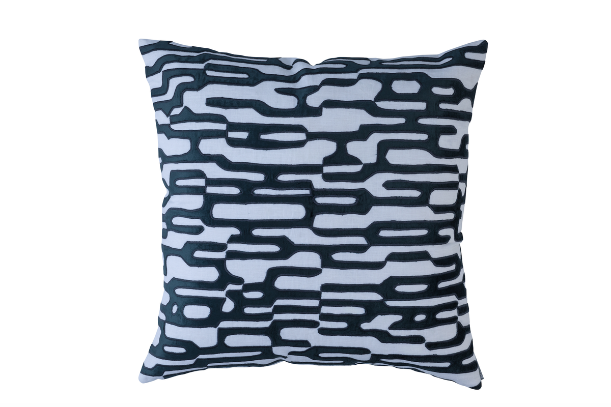 Christian White and Midnight Square Pillow by Lili Alessandra