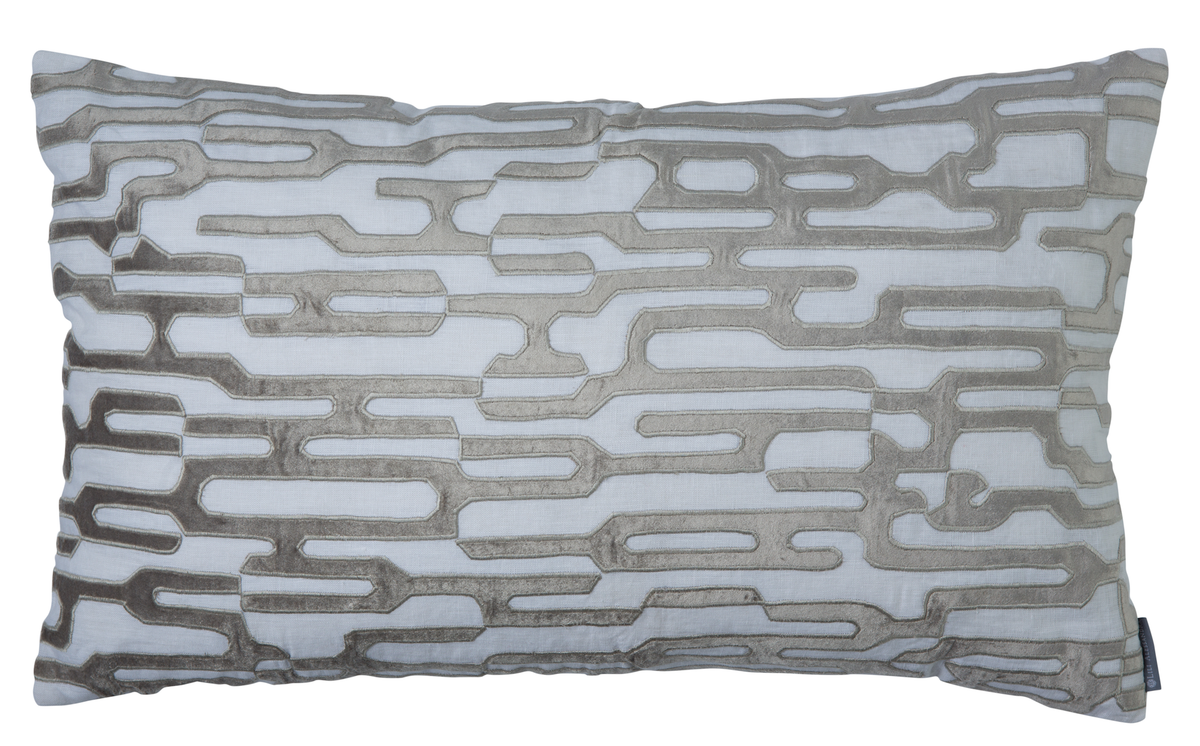 Christian White and Platinum Large Rectangle Pillow by Lili Alessandra