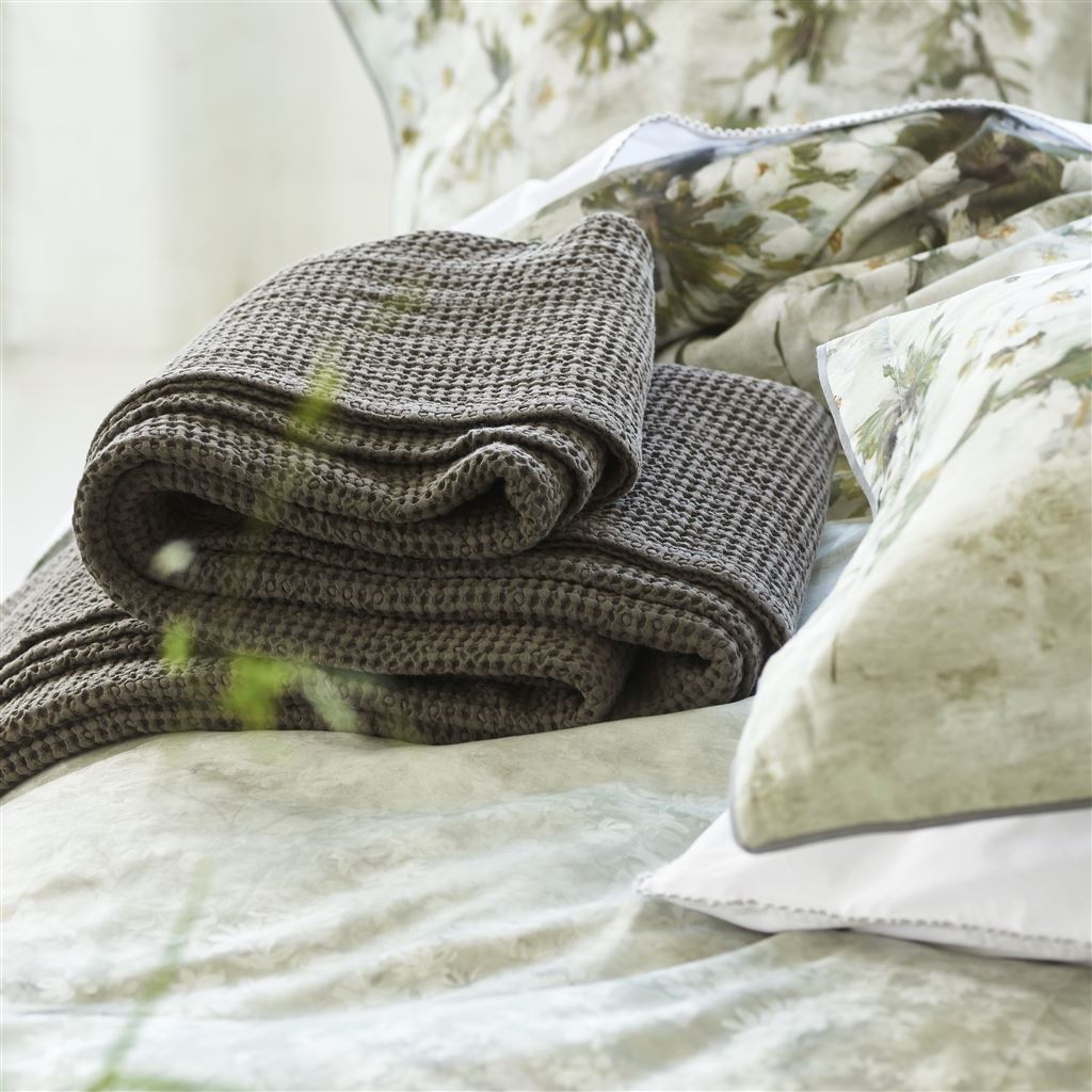 Fig Linens - Alba Espresso Cotton Large Blanket by Designers Guild - Lifestyle