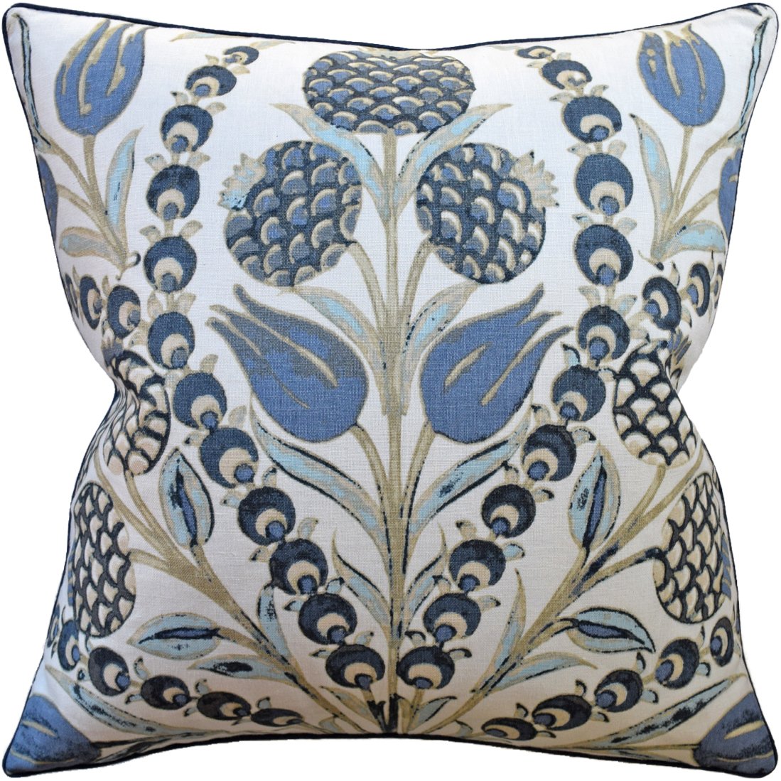 Cornelia Aqua and Blue Pillow - Ryan Studio made from Thibaut Fabric
