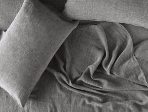 Fig Linens - Coyuchi Organic Linen Chambray Bedding in Charcoal gray