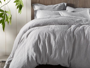 Fig Linens - Coyuchi Organic Linen Chambray Bedding in soft gray