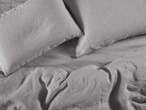 Fig Linens - Coyuchi Organic Linen Fog Gray Chambray Bedding 