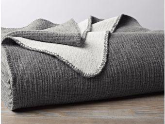 Cozy Cotton Charcoal Organic Blankets by Coyuchi - Fig Linens