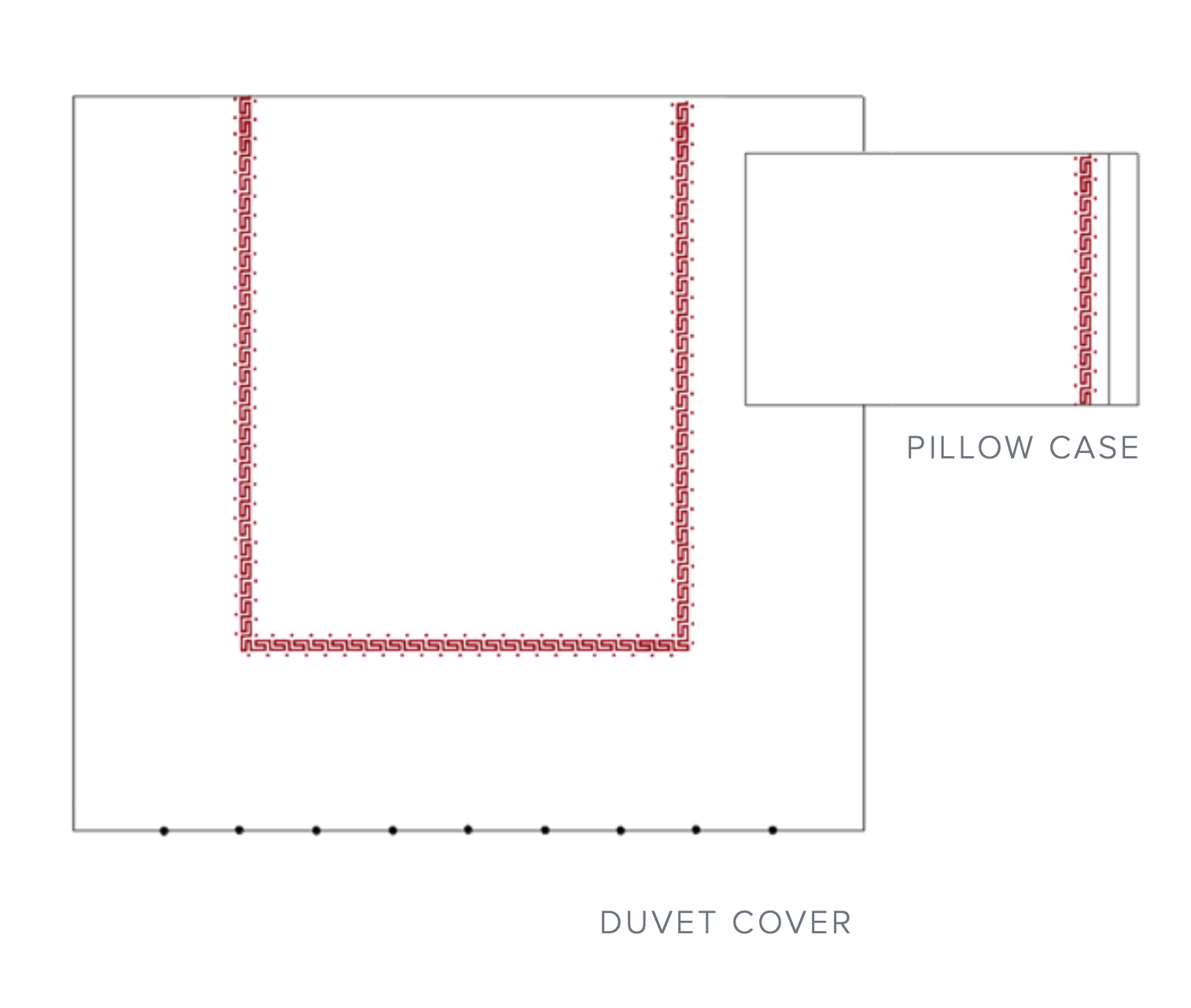 Dea Fine Linens - Etruria Duvet and Pillowcase Diagram
