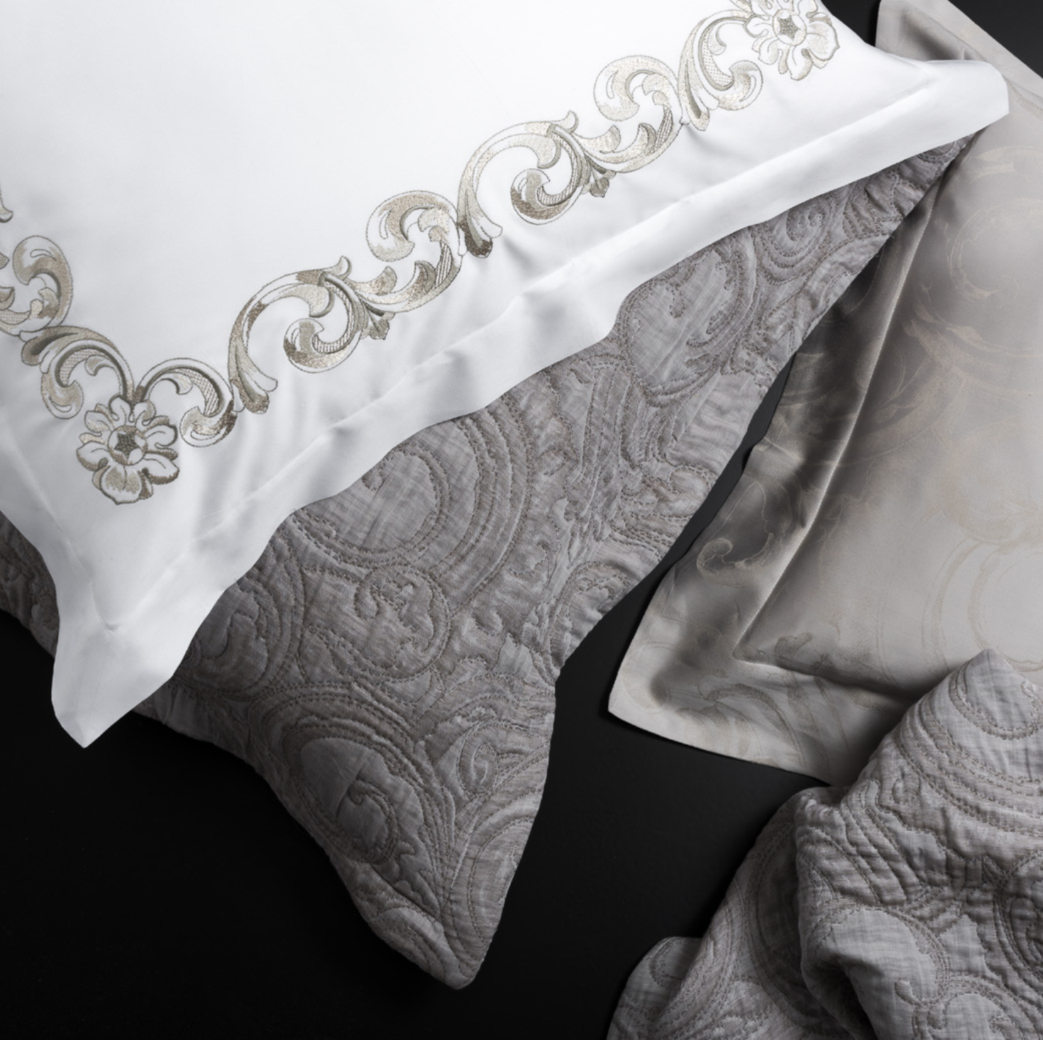 Forte dei Marmi Embroidery Shams by Dea Linens | Luxury Bedding