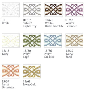 Gianna Embroidery Bedding | Dea Linens Swatch Color Chart